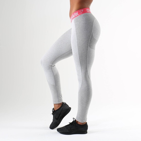 Gymsharks Flex Leggings in Light Grey/Marl Pink - Picture 1 of 2
